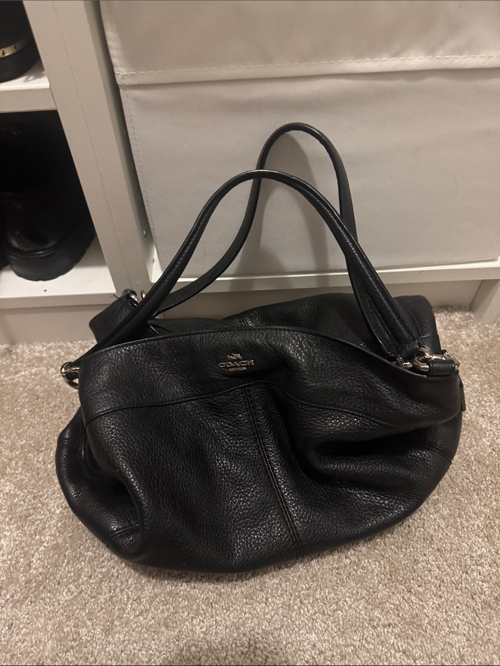 Coach Black Pebbled Leather Shoulder Tote
